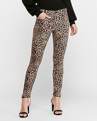 High Waisted Leopard Ankle Skinny Jeans Express