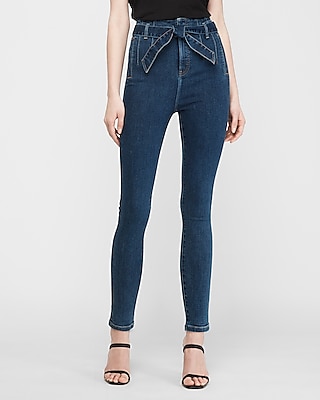 high waisted jeans with tie