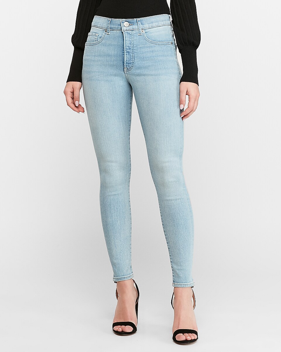 High Waisted Denim Perfect Light Wash Ankle Skinny Jeans