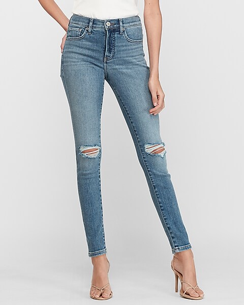 Mid Rise Ripped Skinny Jeans | Express