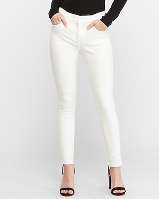 high waisted white ankle jeans