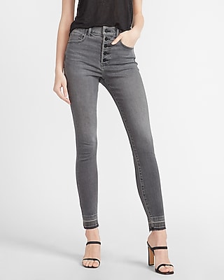 women's black button fly jeans
