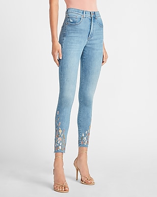 sequin embellished jeans