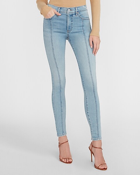 Mid Rise Supersoft Seamed Skinny Jeans | Express