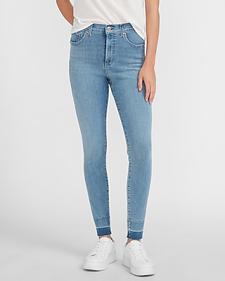 High Waisted 4-way Hyper Stretch Raw Skinny Jeans Express