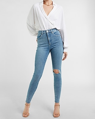 light wash blue ripped jeans