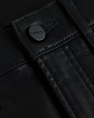 Super High Waisted Black Coated '90s Slim Jeans