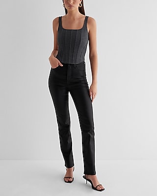 Super High Waisted Black Coated '90s Slim Jeans