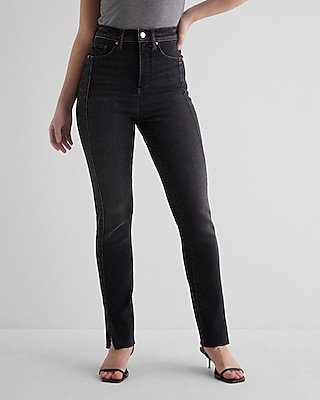 Super High Waisted Black Front Seam '90s Slim Jeans