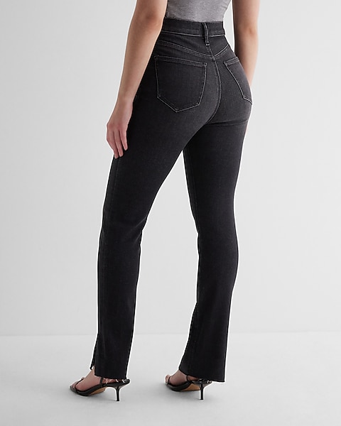 Super High Waisted Black Front Seam '90s Slim Jeans | Express