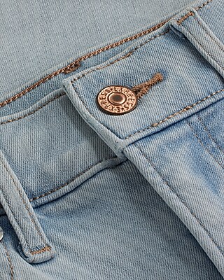 Super High Waisted Light Wash Raw Hem '90s Slim Jeans