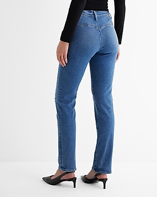 High Waisted Medium Wash Ripped '90s Slim Jeans