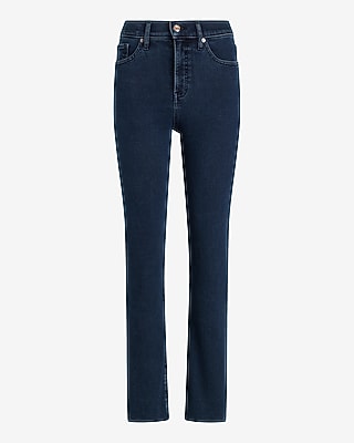 High Waisted Dark Wash Raw Hem '90s Slim Jeans