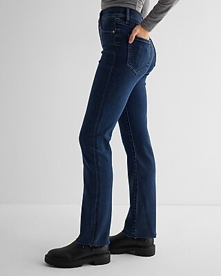 High Waisted Dark Wash Raw Hem '90s Slim Jeans - image 2