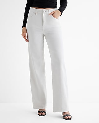 White Frayed Hem High Waist Jeans – SHOPMRENA