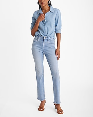 High Waisted Light Wash Seamed '90s Slim Jeans