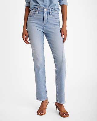 High Waisted Light Wash Seamed '90s Slim Jeans