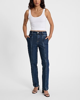 High Waisted Dark Wash Seamed '90s Slim Jeans