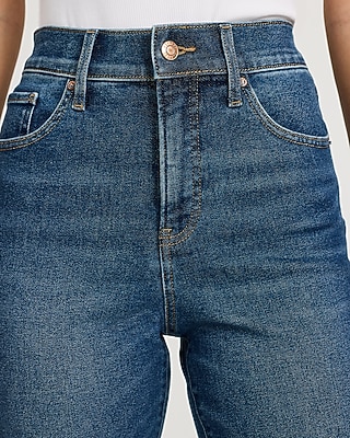 High Waisted Dark Wash Cuffed Hem '90s Slim Jeans