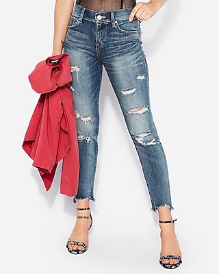 ankle torn jeans