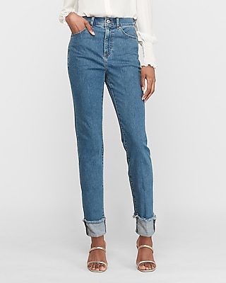 high waisted cuffed jeans