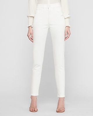 Super High Waisted White Slim Jeans 