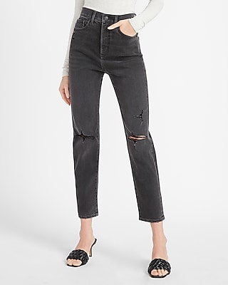 super ripped black high waisted jeans