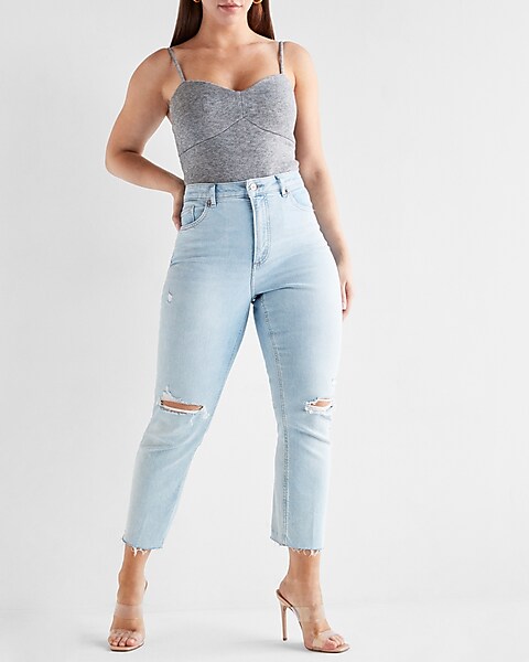 Women's Ultra High-Rise Ripped Medium Wash Mom Jeans