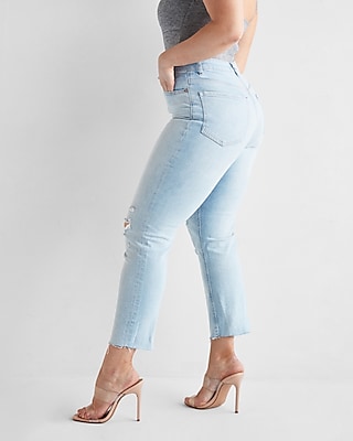 Curvy Super High Waisted Ripped Mom Jeans