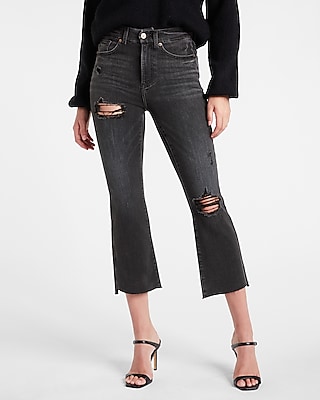 black cropped flare jeans