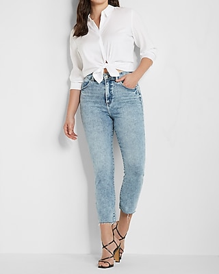 Conscious Edit Super High Waisted Raw Hem Mom Jeans