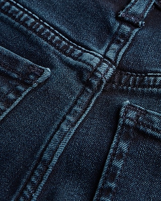Mid Rise Dark Wash Double Button Cropped Skinny Jeans