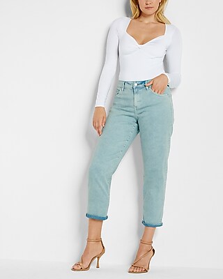 Mid Rise Mint Green Tinted Boyfriend Jeans