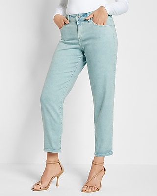 Mid Rise Mint Green Tinted Boyfriend Jeans
