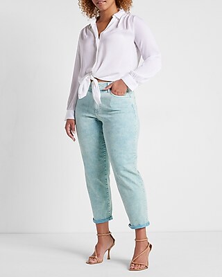Mid Rise Mint Green Tinted Boyfriend Jeans