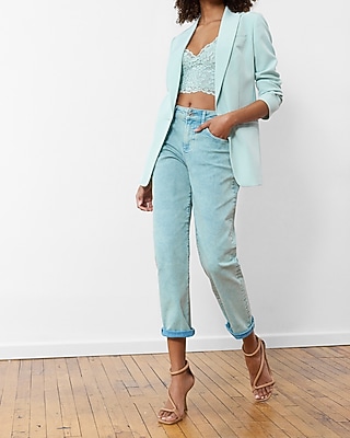 Mid Rise Mint Green Tinted Boyfriend Jeans