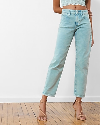 Mid Rise Mint Green Tinted Boyfriend Jeans