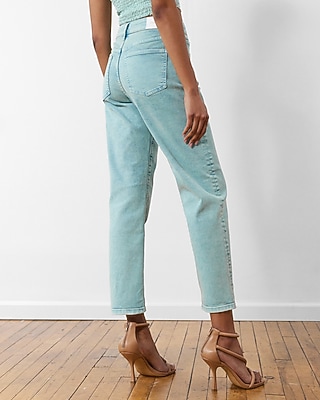 Mid Rise Mint Green Tinted Boyfriend Jeans