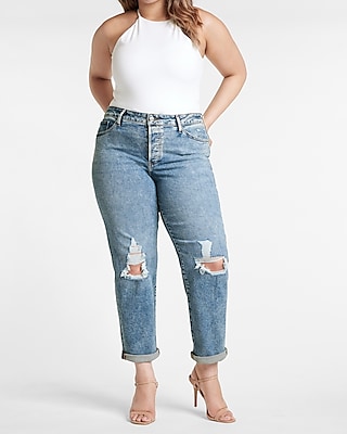 Mid Rise Medium Wash Ripped Jeans O'Hara Mid Rise Destroyed