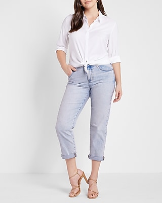 Mid Rise Blue Tinted Boyfriend Jeans