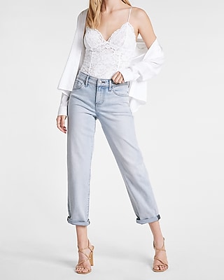 Mid Rise Blue Tinted Boyfriend Jeans