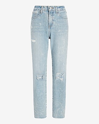 Mid Rise Light Wash Ripped Boyfriend Jeans | Express