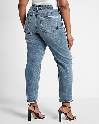 Mid Rise Medium Wash Ripped Boyfriend Jeans Express