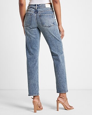 Mid Rise Medium Wash Ripped Boyfriend Jeans Express