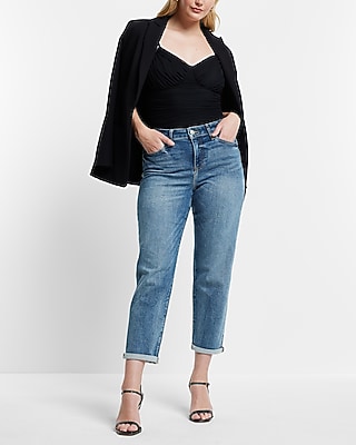 Mid Rise Medium Wash Boyfriend Jeans