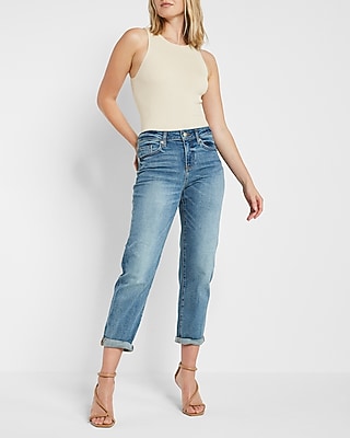 Mid Rise Medium Wash Boyfriend Jeans