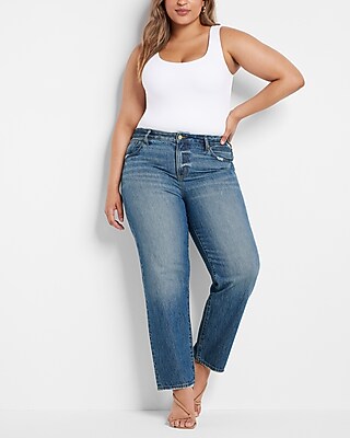 Low Rise Medium Wash Boyfriend Jeans