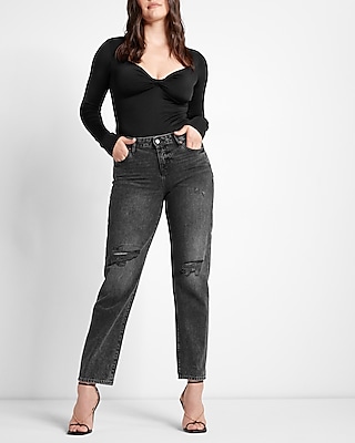 Brands Outlet Black Mom Jeans, Women's Fashion, Bottoms, Jeans & Leggings  on Carousell
