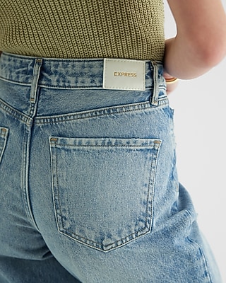 Mid Rise Medium Wash Distressed Boyfriend Jeans