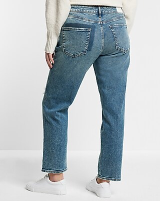 Mid Rise Medium Wash Ripped Boyfriend Jeans